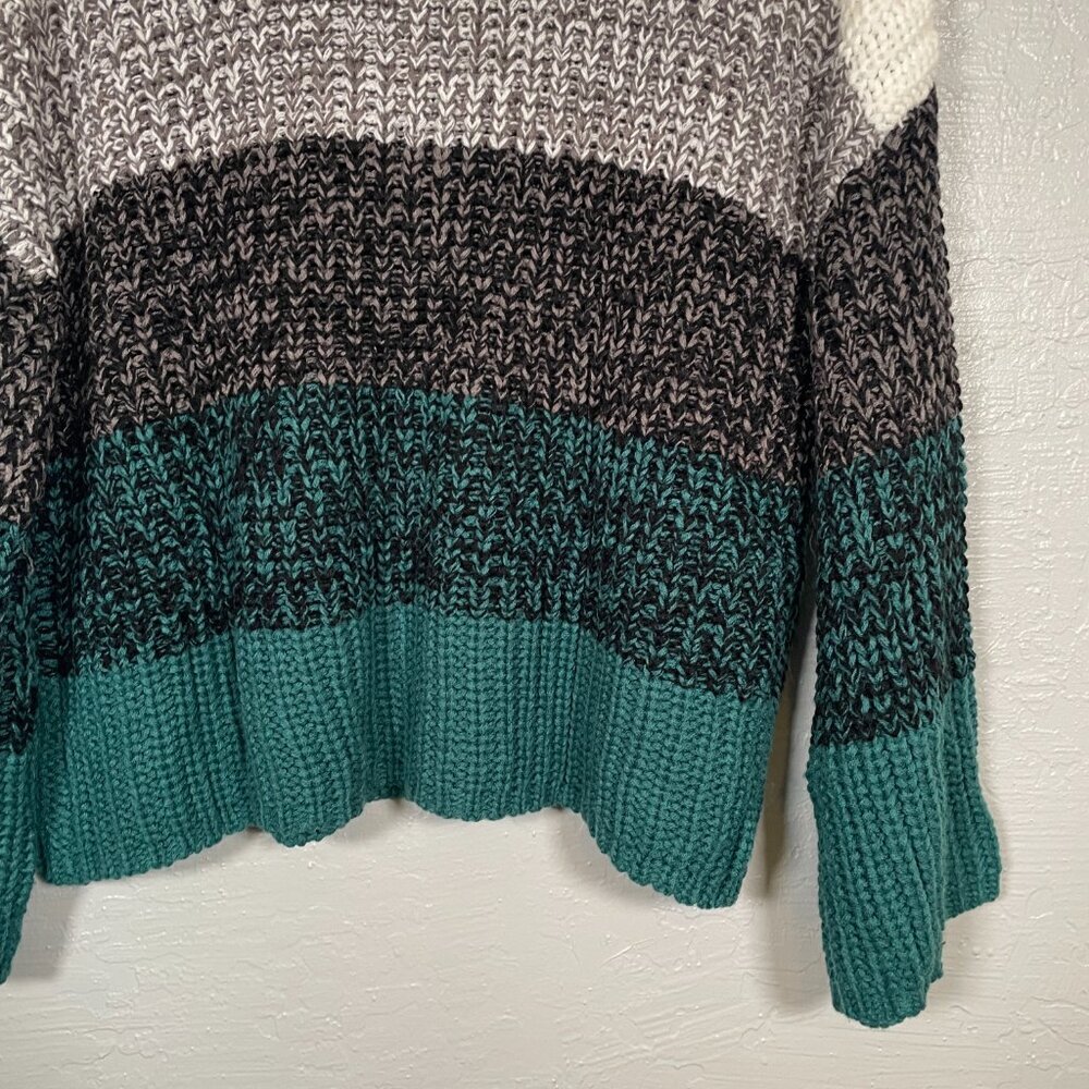 Lane Bryant Women Plus Size 18/ 20 White Gray Green Stripe Sweater Turtleneck - Picture 6 of 9